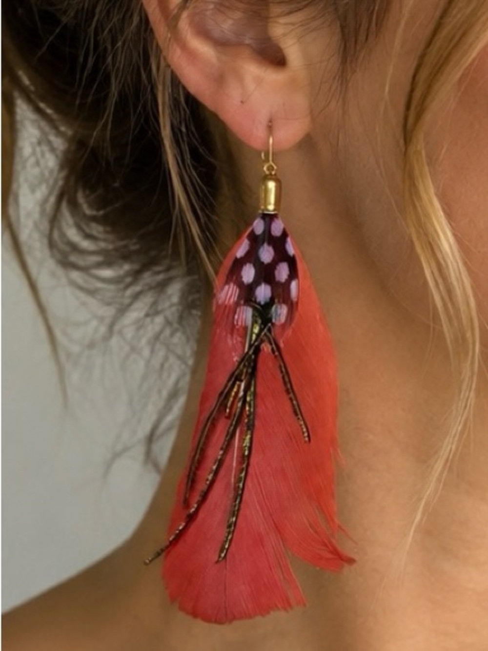 Orange Feather Earrings